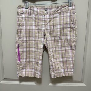 Columbia Plaid Women's Shorts in Pink and Tan
